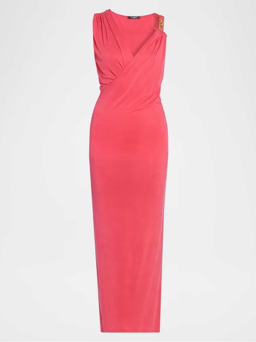 BALMAIN | Chain-Strap Draped Jersey Ankle Dress NWT
